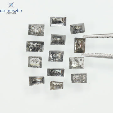 0.83 CT/13 Pcs Natural Square Baguette Diamond Salt and Pepper Color Clarity I3 (3.10 MM)