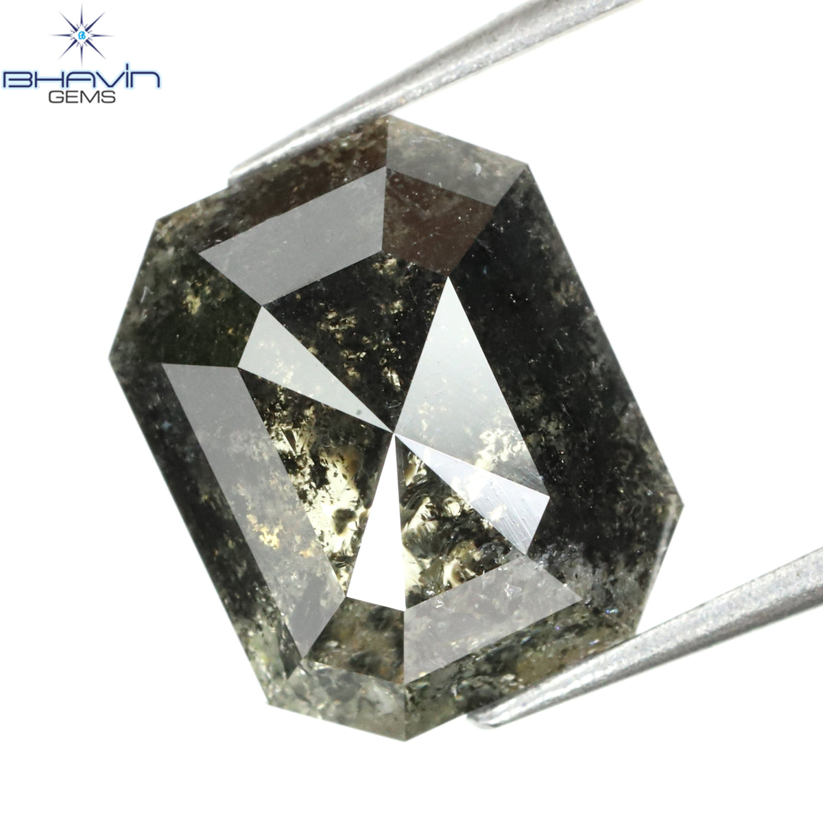 1.00 CT アッシャー シェイプ ナチュラル ダイヤモンド ソルト アンド ペッパー カラー I3 クラリティ (5.72 MM)