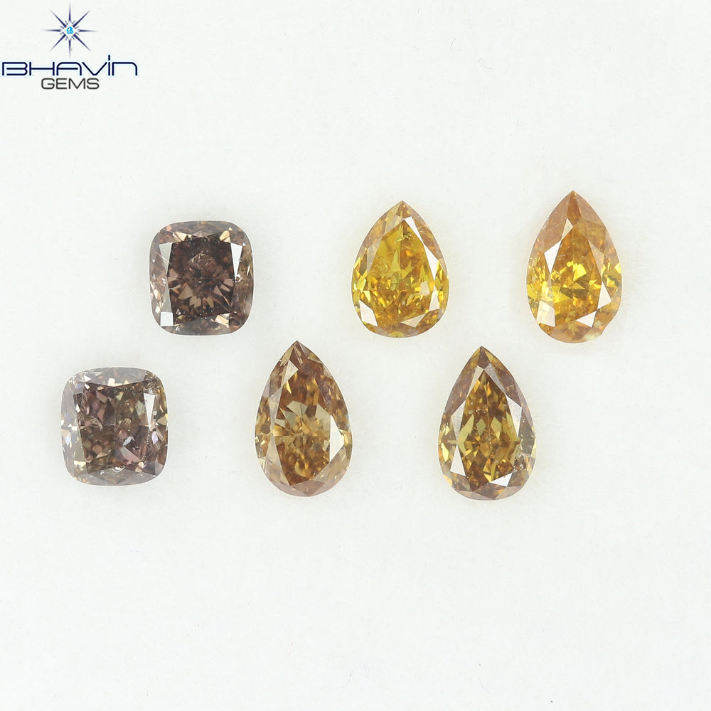 1.33 CT/6 Pcs Natural Mix Diamond Mix Fancy Color Clarity SI (4.92 MM)