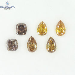 1.33 CT/6 Pcs Natural Mix Diamond Mix Fancy Color Clarity SI (4.92 MM)