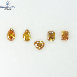 1.21 CT/5 Pcs Natural Mix Diamond Yellow-Orange Color Clarity I1 (5.20 MM)