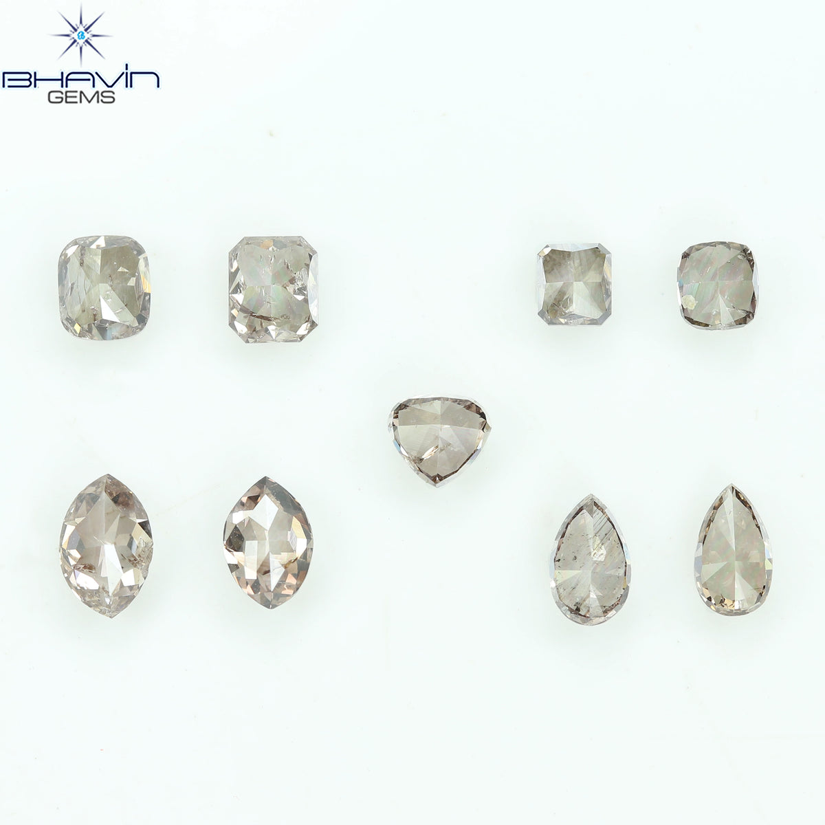 2.42 CT/9 Pcs Natural Mix Diamond Brown Pink Color Clarity SI (5.55 MM)