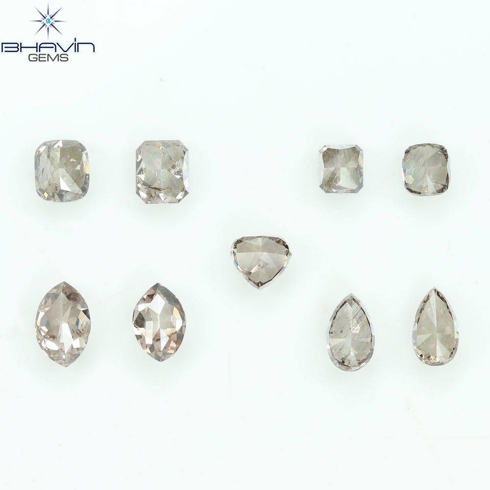 2.42 CT/9 Pcs Natural Mix Diamond Brown Pink Color Clarity SI (5.55 MM)