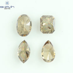 0.97 CT/4 Pcs Natural Mix Diamond Brown Color Clarity SI (4.78 MM)