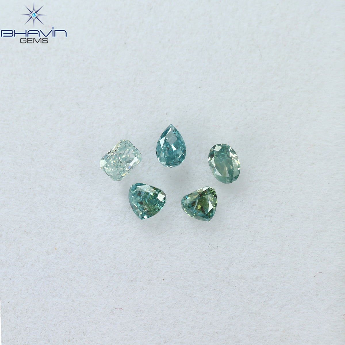 0.50 CT/5 Pcs Natural Mix Shape Enhanced Blue Color SI2 Clarity (3.10 MM)