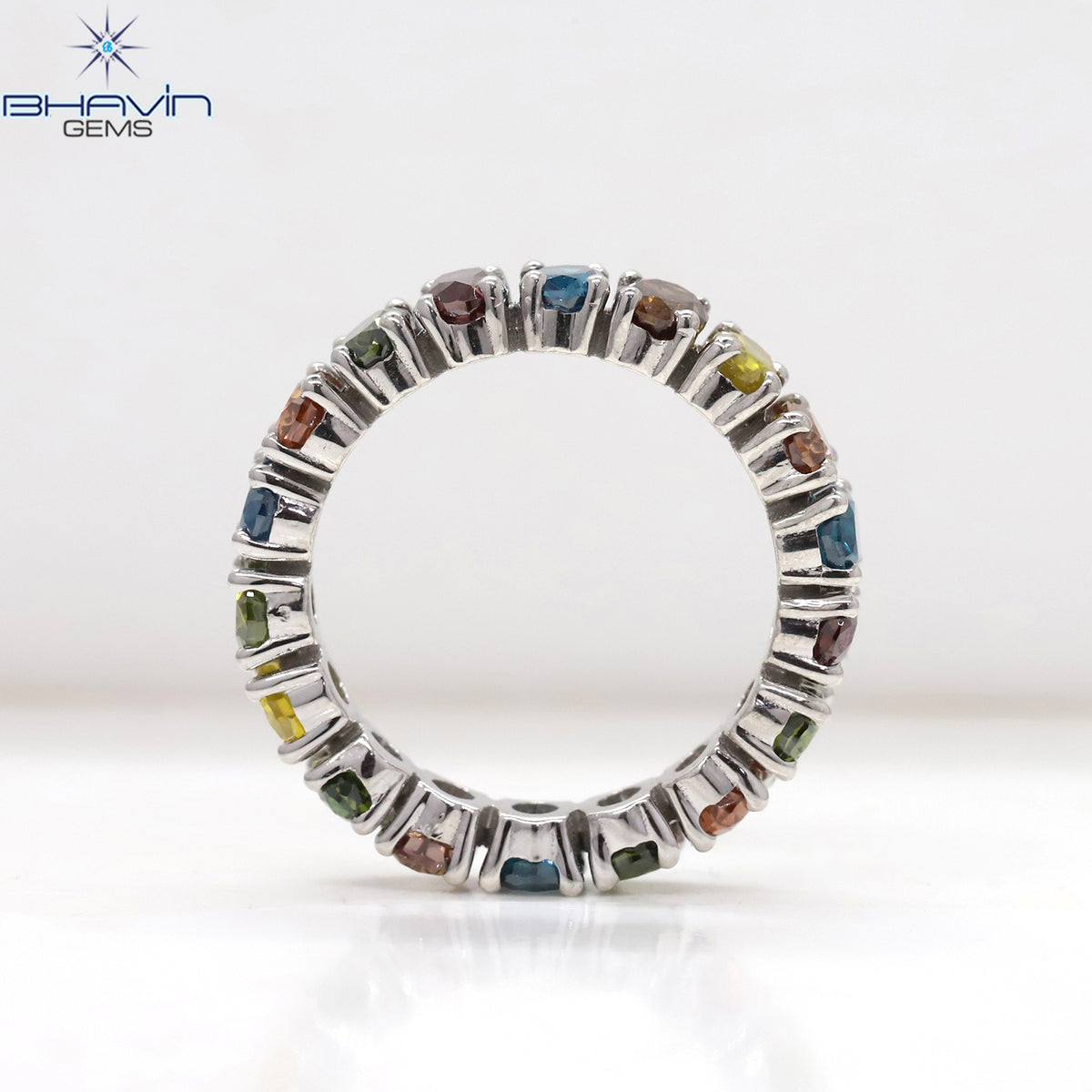 Natural Asymmetric Color Oval Cut Diamond Stacking Band