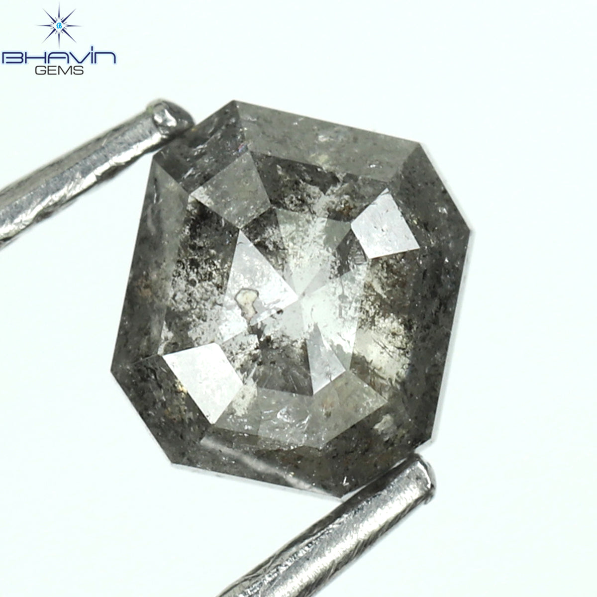 0.41 CT スクエア カット シェイプ 天然ダイヤモンド ソルト アンド ペッパー カラー I3 クラリティ (6.43 MM)