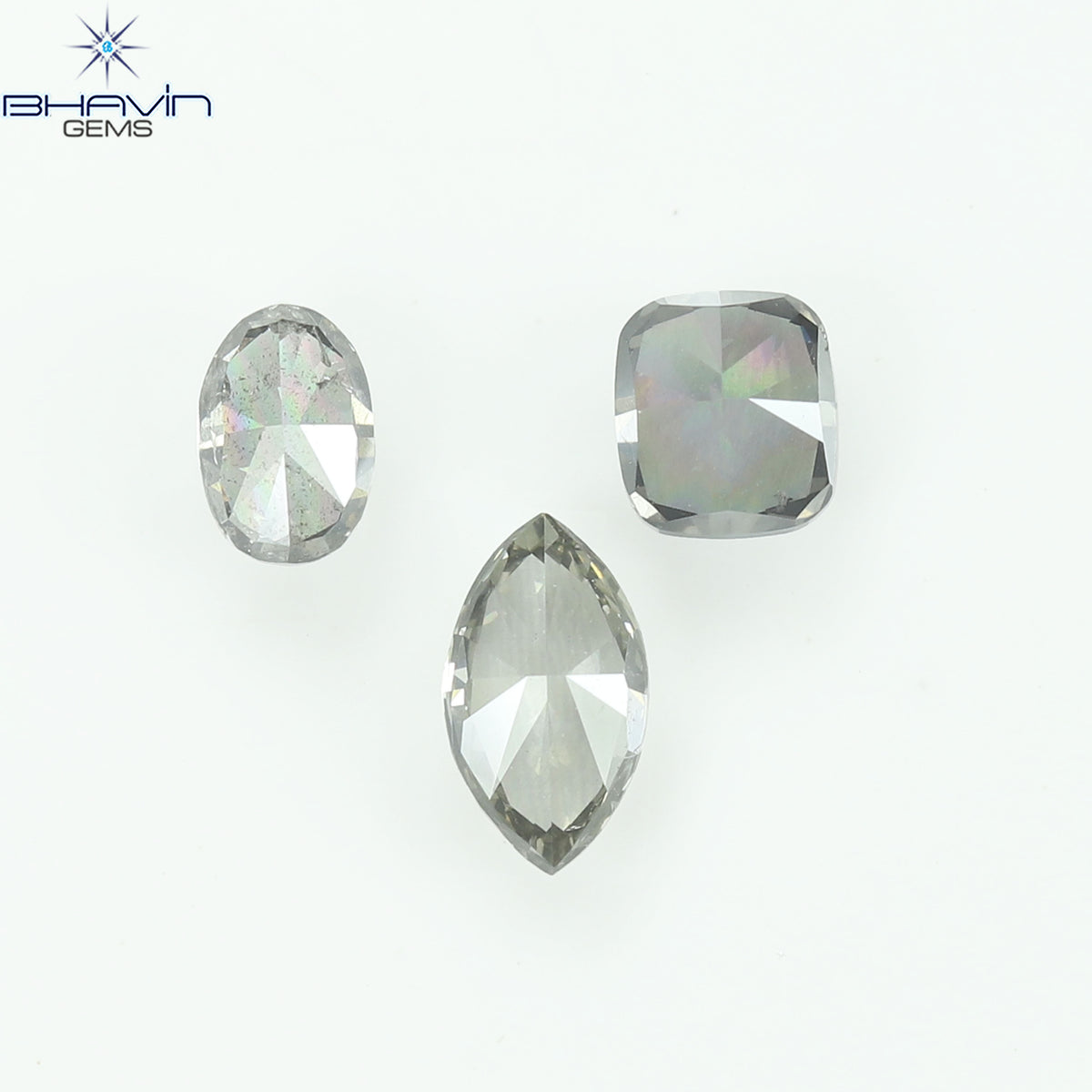 0.70 CT/3 Pcs Natural Mix Diamond Grey Color Clarity SI (5.70 MM)