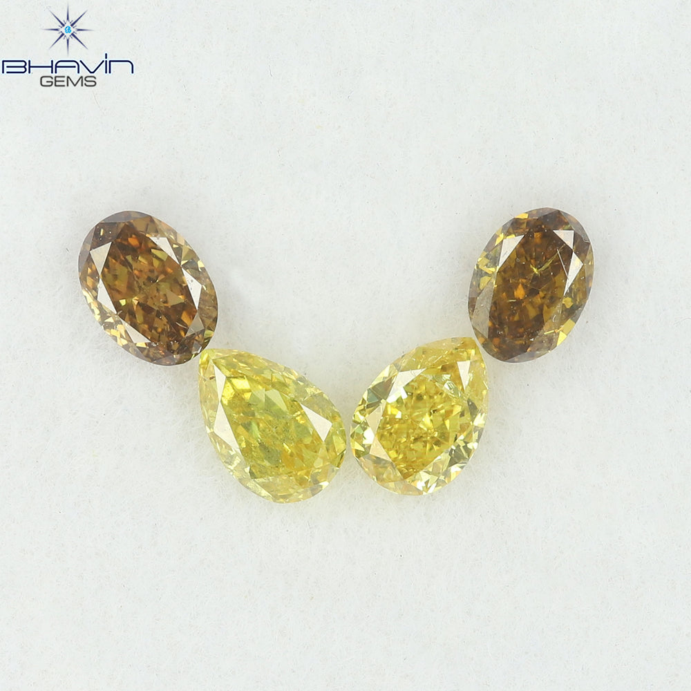 0.85 CT/4 Pcs Natural Mix Diamond Mix Fancy Color Clarity SI (4.62 MM)