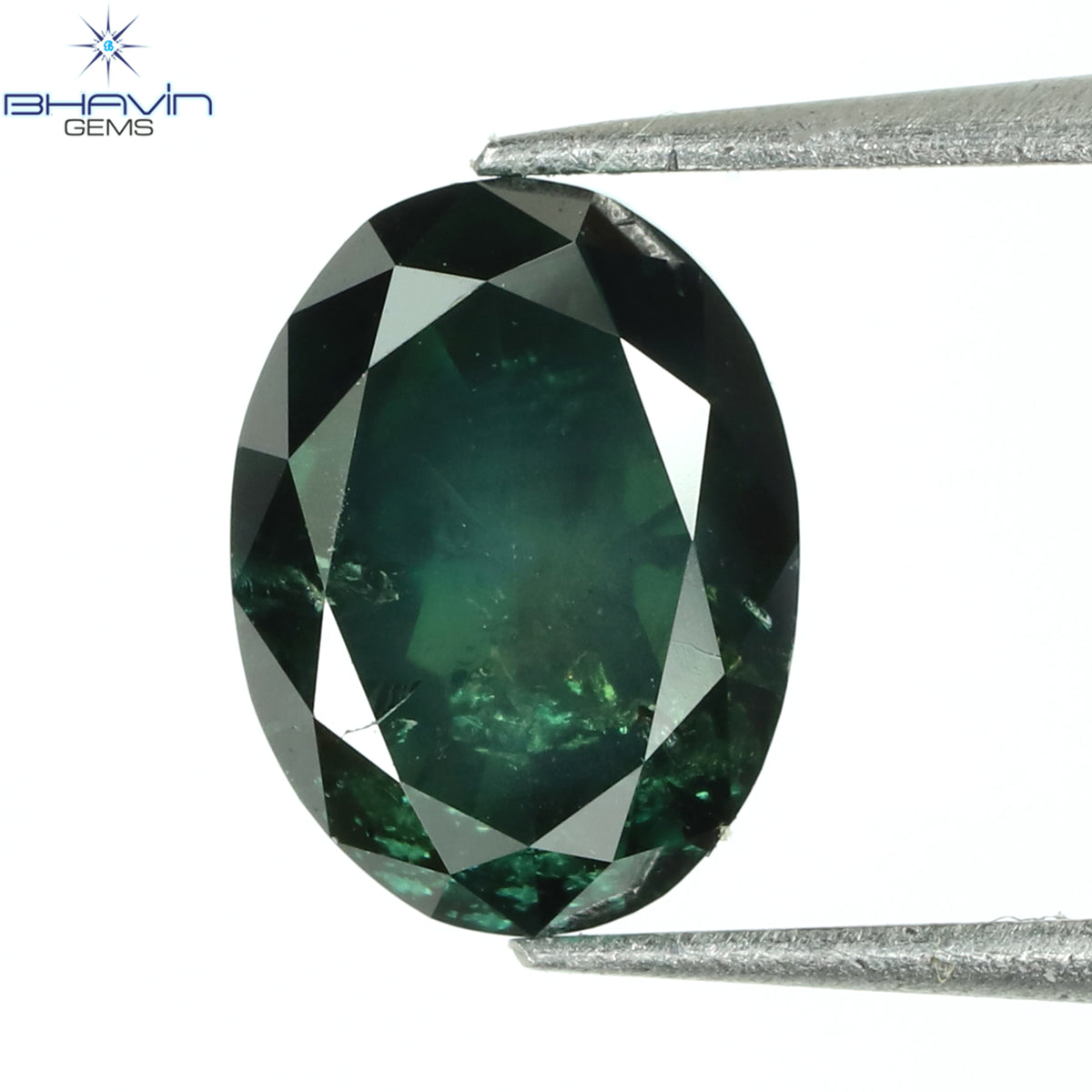 0.87 CT Natural Oval Diamond Enhanced Blue Color Clarity I1 (6.45 MM)