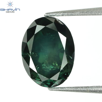 0.87 CT Natural Oval Diamond Enhanced Blue Color Clarity I1 (6.45 MM)