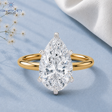 Pear Shaped Diamond Two-Tone Six-Prong Solitaire Engagement Ring