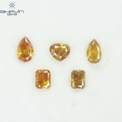 1.21 CT/5 Pcs Natural Mix Diamond Yellow-Orange Color Clarity I1 (5.20 MM)