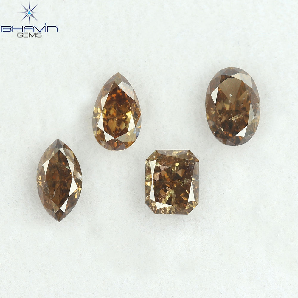 0.97 CT/4 Pcs Natural Mix Diamond Brown Color Clarity SI (4.78 MM)