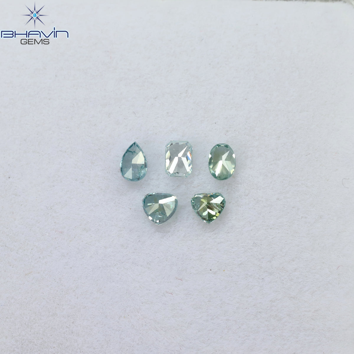 0.50 CT/5 Pcs Natural Mix Shape Enhanced Blue Color SI2 Clarity (3.10 MM)