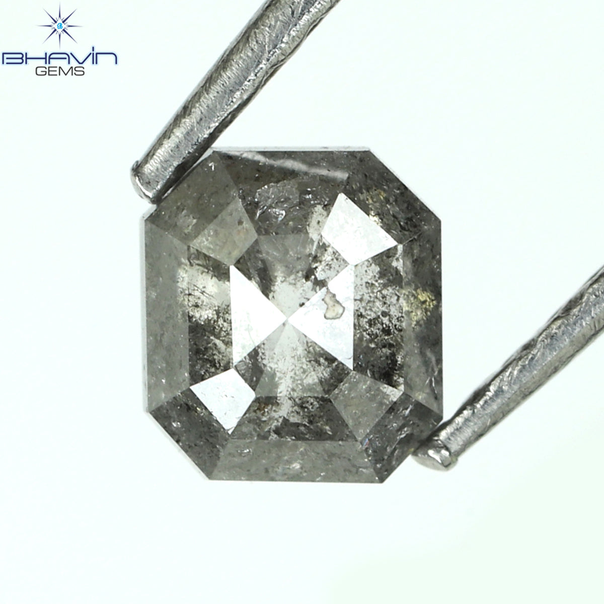 0.41 CT スクエア カット シェイプ 天然ダイヤモンド ソルト アンド ペッパー カラー I3 クラリティ (6.43 MM)