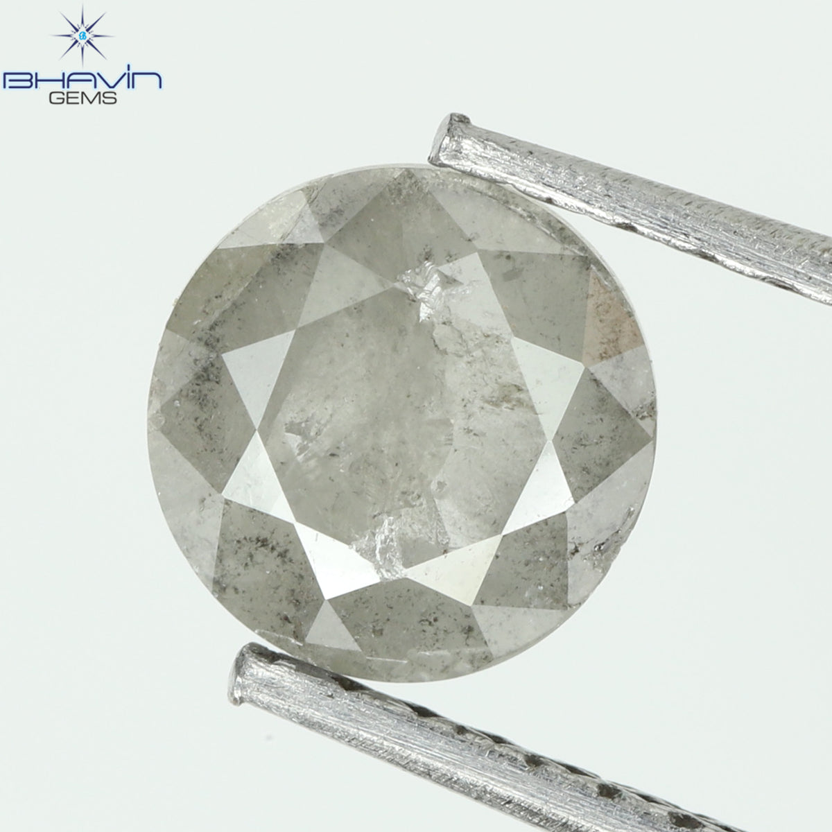 0.81 CT ラウンド ローズカット シェイプ 天然ダイヤモンド ソルト＆ペッパーカラー I3 クラリティ (5.66 MM)