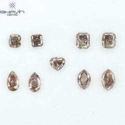 2.42 CT/9 Pcs Natural Mix Diamond Brown Pink Color Clarity SI (5.55 MM)