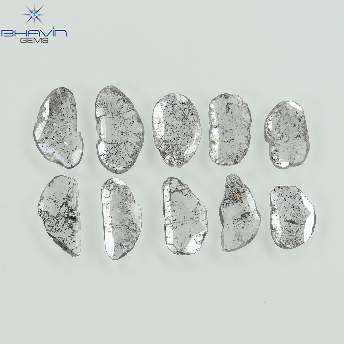 2.13 CT/10 Pcs Natural Slice Diamond Salt and Pepper Color Clarity I3 (8.69 MM)