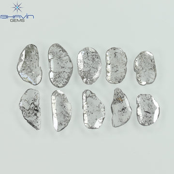 2.13 CT/10 Pcs Natural Slice Diamond Salt and Pepper Color Clarity I3 (8.69 MM)