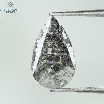 0.69 CT Natural Pear Slice Diamond Salt and Pepper Color Clarity I3 (10.85 MM)