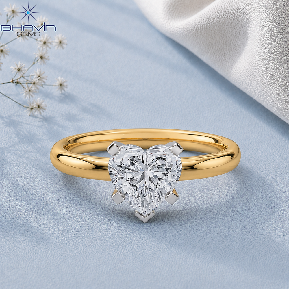 Lab Grown Heart Shape Diamond Solitaire Engagement Ring