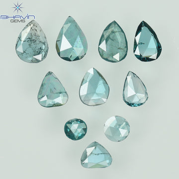 0.55 CT/4 個 スライス形状 天然ダイヤモンド ブルー イエロー カラー I3 クラリティ (5.40 MM)
