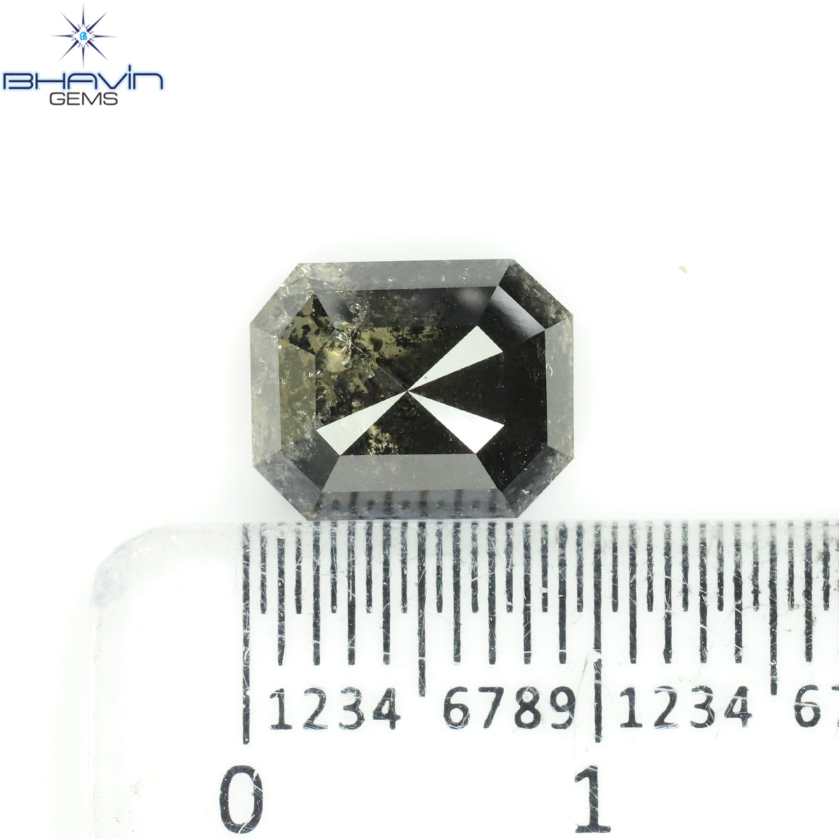 1.00 CT アッシャー シェイプ ナチュラル ダイヤモンド ソルト アンド ペッパー カラー I3 クラリティ (5.72 MM)