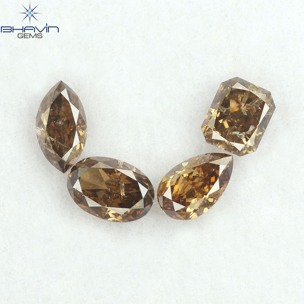 0.97 CT/4 Pcs Natural Mix Diamond Brown Color Clarity SI (4.78 MM)