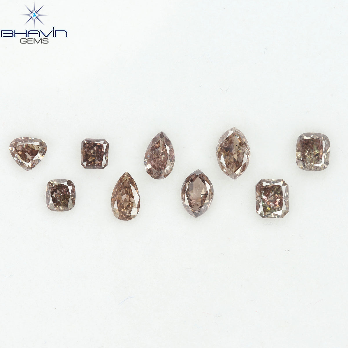 2.42 CT/9 Pcs Natural Mix Diamond Brown Pink Color Clarity SI (5.55 MM)