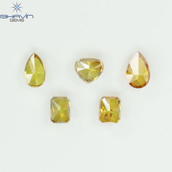 1.21 CT/5 Pcs Natural Mix Diamond Yellow-Orange Color Clarity I1 (5.20 MM)