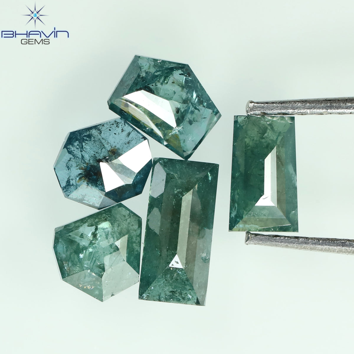 1.56 CT/5 Pcs Natural Mix Shape Diamond Enhanced Blue Color Clarity I3 (6.52 MM)