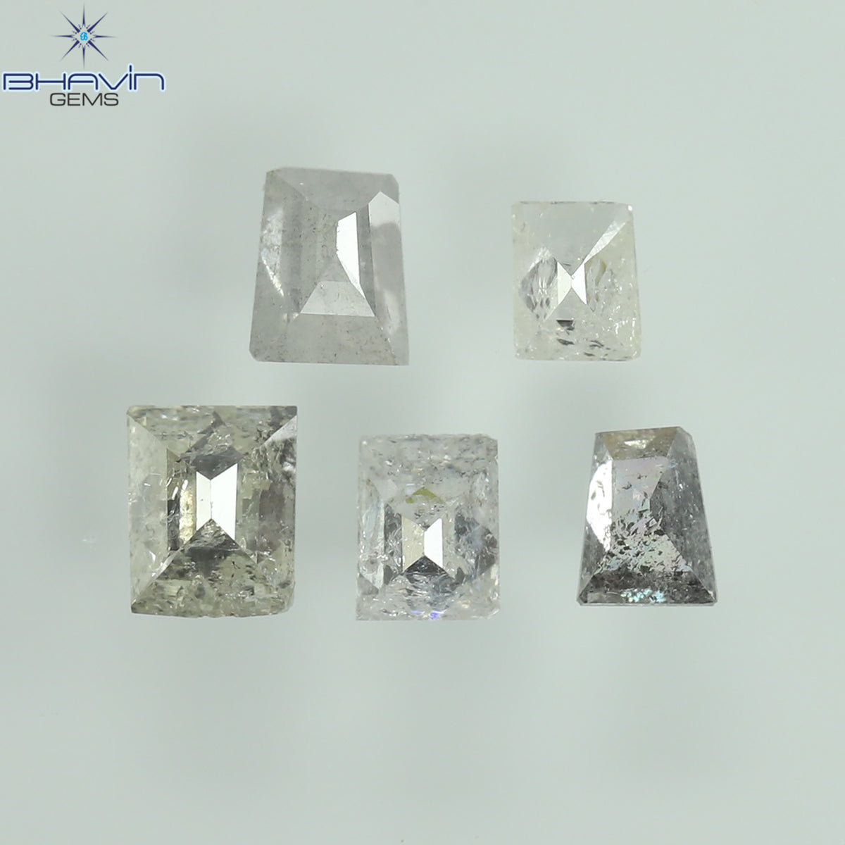 0.40 CT/5 Pcs Natural Square-Baguette Diamond Salt and Pepper Color Clarity I3 (3.21 MM)