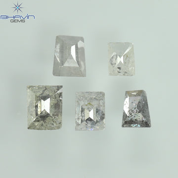 0.40 CT/5 Pcs Natural Square-Baguette Diamond Salt and Pepper Color Clarity I3 (3.21 MM)