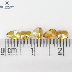 1.21 CT/5 Pcs Natural Mix Diamond Yellow-Orange Color Clarity I1 (5.20 MM)