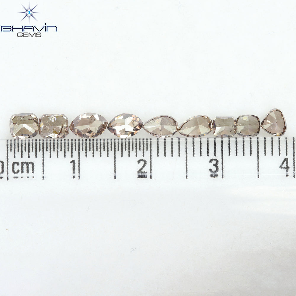 2.42 CT/9 Pcs Natural Mix Diamond Brown Pink Color Clarity SI (5.55 MM)