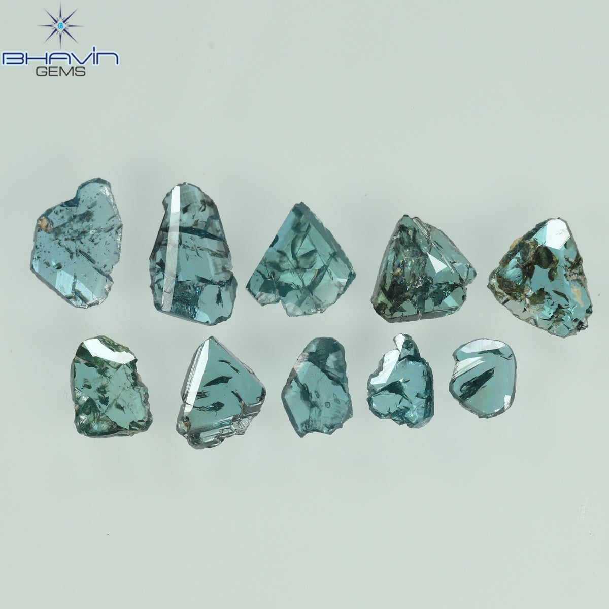 0.53 CT/10 Pcs Natural Uncut Slice Diamond Enhanced Blue Color Clarity I3 (4.18 MM)