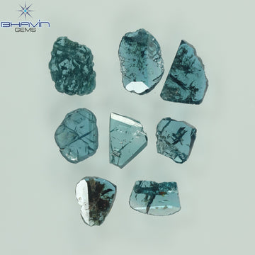 0.55 CT/4 個 スライス形状 天然ダイヤモンド ブルー イエロー カラー I3 クラリティ (5.40 MM)