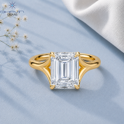 Emerald Cut Diamond Sculpted Cathedral Solitaire Engagement Ring