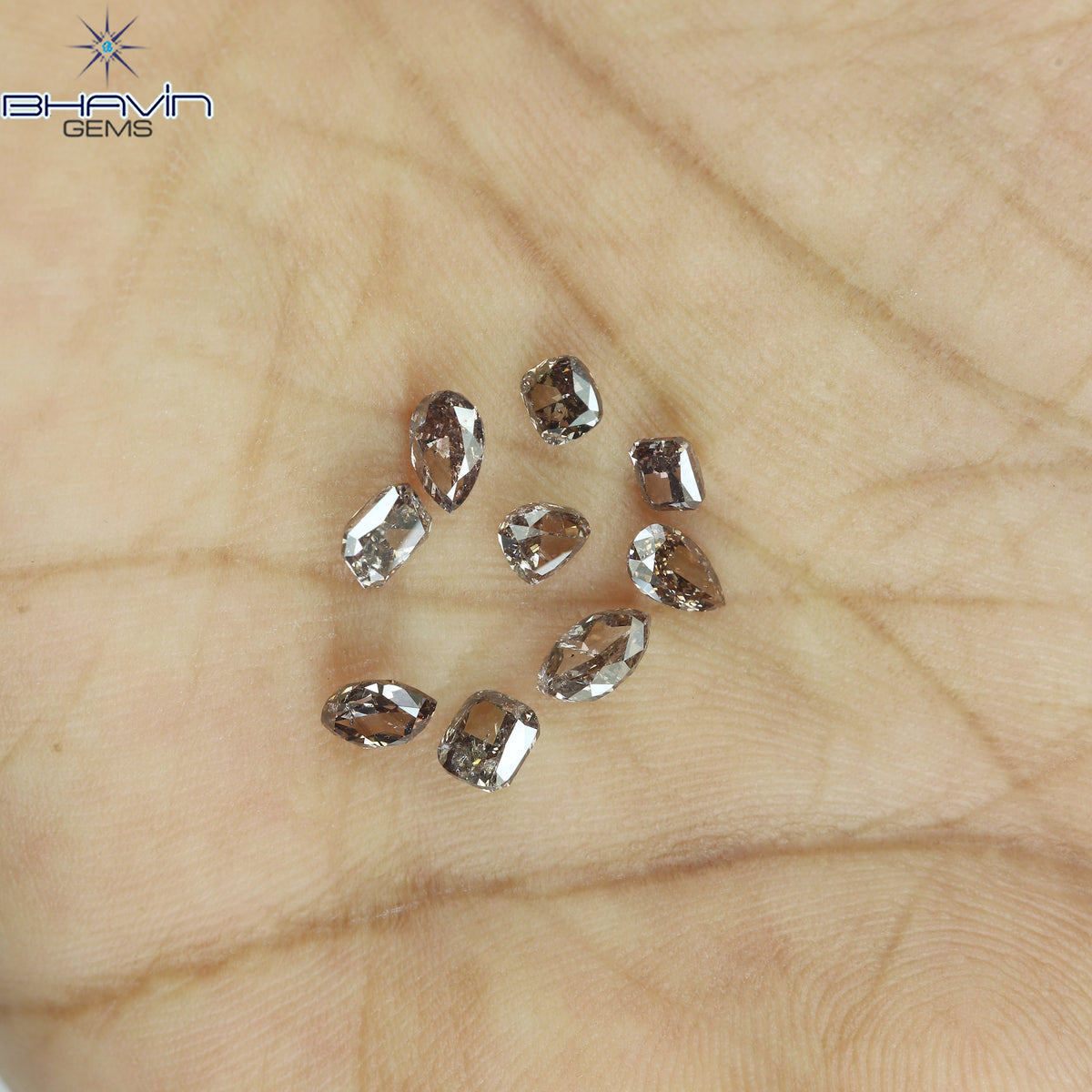 2.42 CT/9 Pcs Natural Mix Diamond Brown Pink Color Clarity SI (5.55 MM)