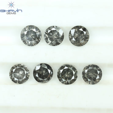 2.20 CT/7 Pcs Round Shape Natural Loose Diamond Salt And pepper Color I3 Clarity (4.50 MM)