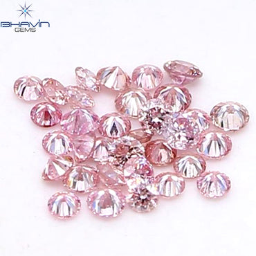 0.36 CT(33 Pcs) Round Natural Diamond Pink Color VS-SI Clarity