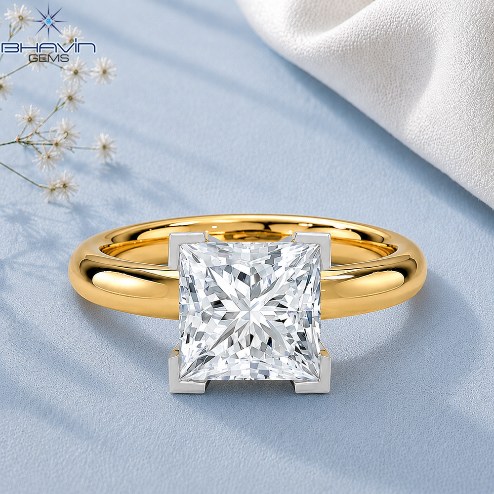 Lab Grown Princess Cut Diamond Solitaire Engagement Ring