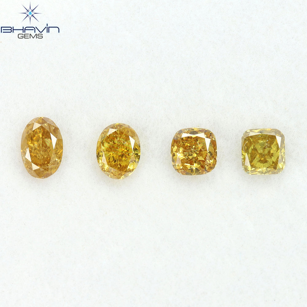 0.92 CT/4 Pcs Natural Mix Diamond Orange Color Clarity I1 (4.56 MM)