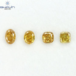 0.92 CT/4 Pcs Natural Mix Diamond Orange Color Clarity I1 (4.56 MM)