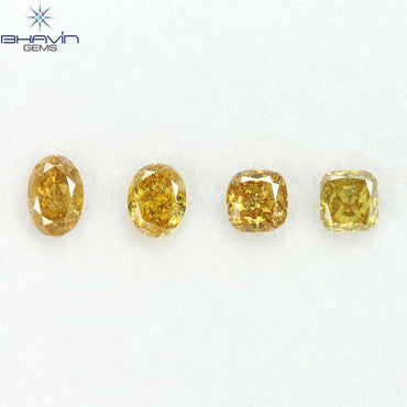 0.92 CT/4 Pcs Natural Mix Diamond Orange Color Clarity I1 (4.56 MM)