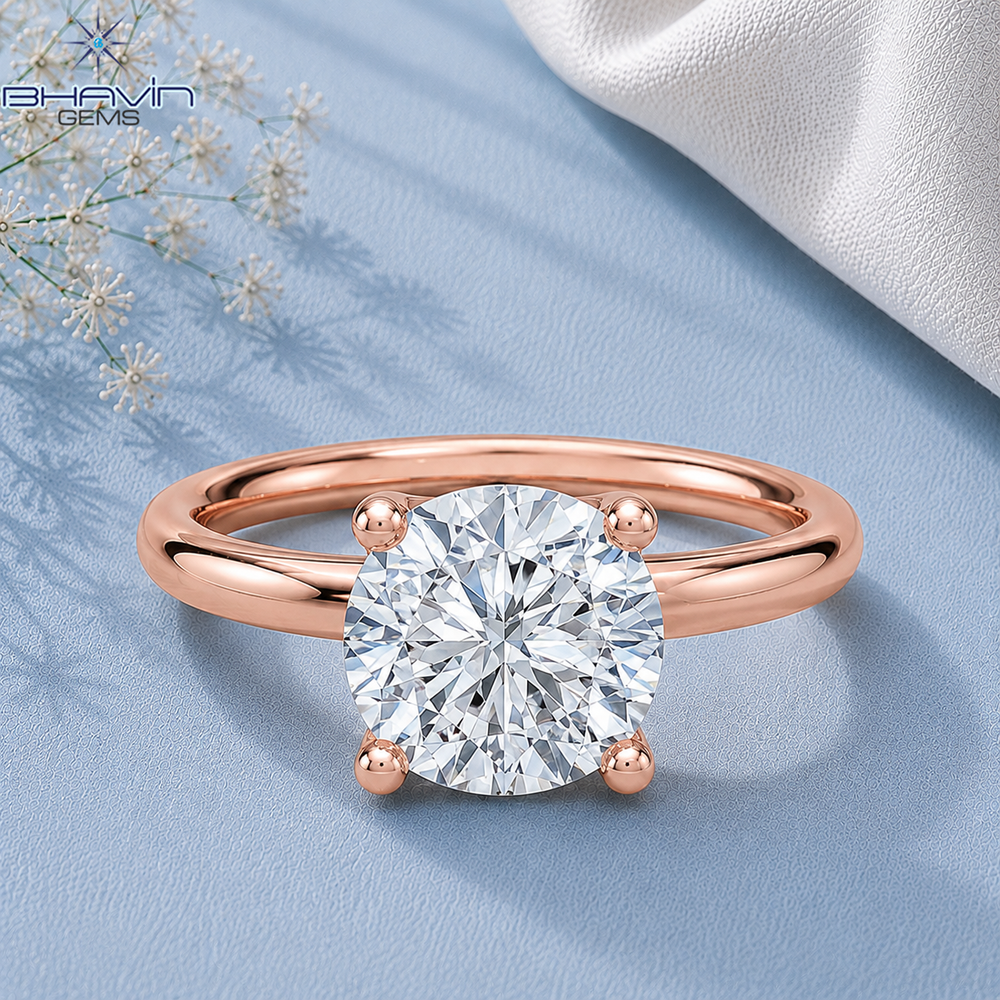 Cushion Cut Solitaire Engagement Ring with Tulip Petal Basket in Rose Gold
