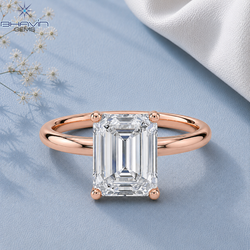 Emerald Cut Solitaire Engagement Ring with Tulip Petal Basket in Rose Gold