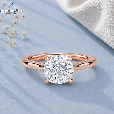 Cushion Cut Solitaire Engagement Ring with Petite Claw Prongs in Rose Gold