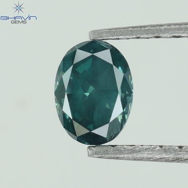 0.37CT Oval Shape Enhanced Blueish Green Color Natural Diamond VS2 Clarity (4.78 MM)